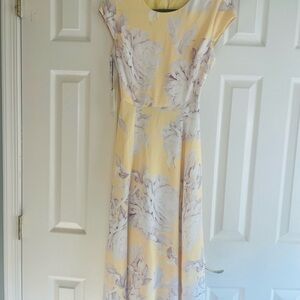 Babaton Yellow and White Floral Midi Dress